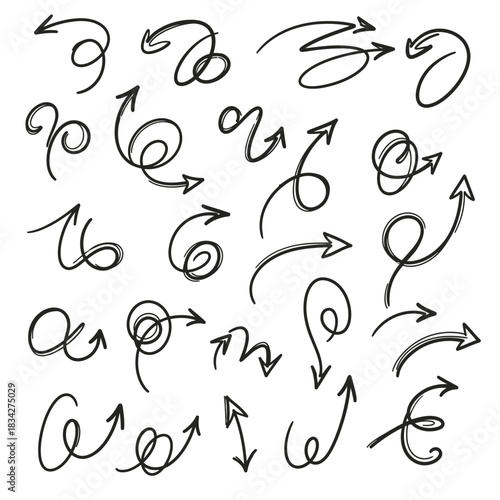 Hand drawn arrow collection sketchy directional graphics for design and illustration