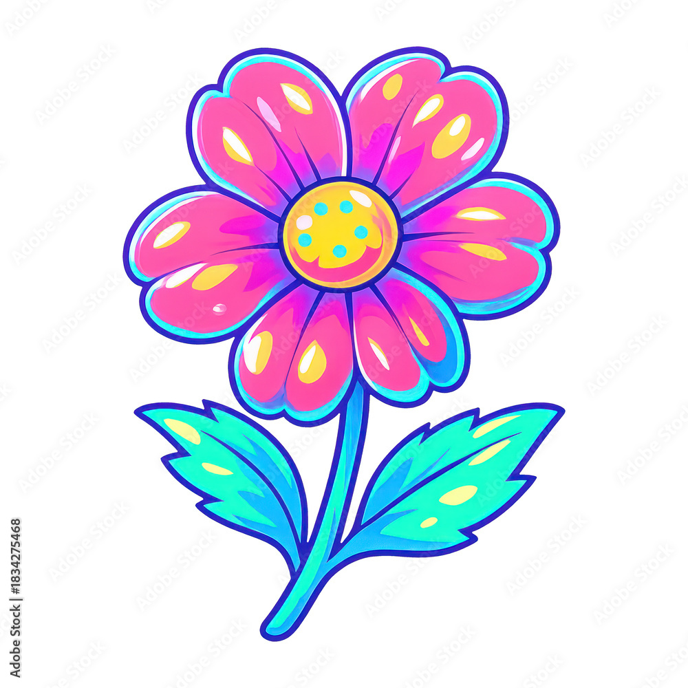 Obraz premium PNG Vibrant colorful flower illustration