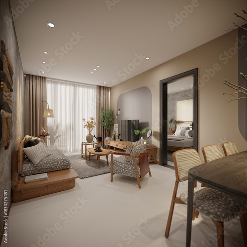 3d render living room