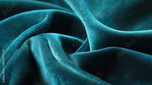 Close-up view of soft fabric with folds showing texture and color in natural light creating a subtle sheen on the surface, Transformative Teal