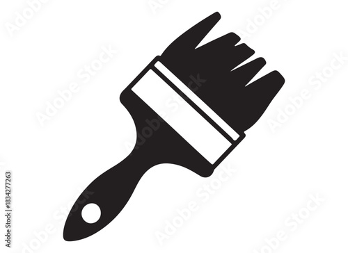  Black silhouette of a paintbrush with a white band on the bristles