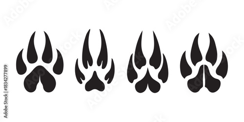 Cartoon deer hooves, footprint icon. Animal footstep pictogram. Flat vector hoove silhouett. Set of animal paw. Deer foot print pattern. For christmas, xmas party