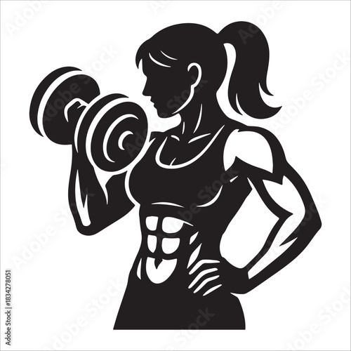 Strong Woman Lifting Dumbbell Icon Art