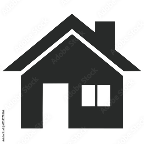 Simple clean vector silhouette of a house with a basic roof shape