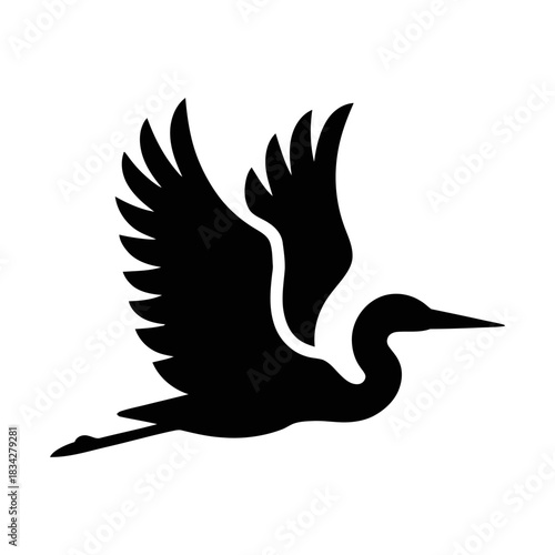 blue heron flying bird glyph icon