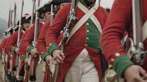 Wallpaper Mural Close up of british redcoat soldier in historical reenactment marching in formation with musket during battle Torontodigital.ca
