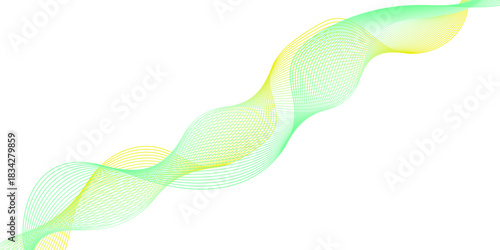 Abstract colorful blue and green background wave with isolated plastic spoon object on white