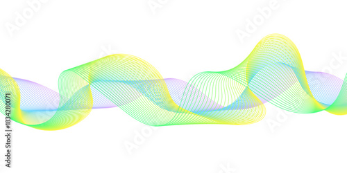 Abstract colorful wave design featuring motion lines, curves, and a blue gradient pattern ideal for a modern business or technology backdrop