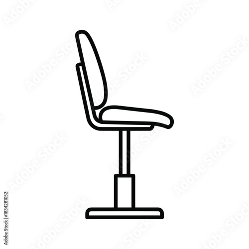 Adjustable Stool or Chair Side View Line Icon