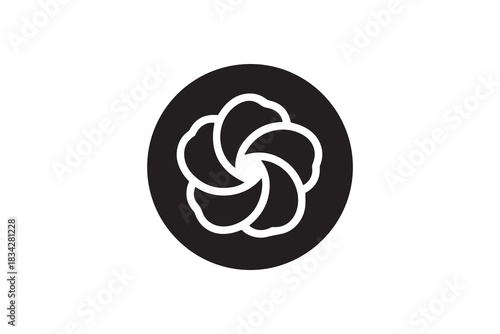 Abstract Swirl Flower Icon Vector Graphic Minimalist Geometric Floral Symbol