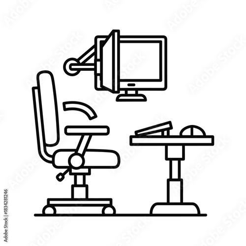 Line Art Icon of a Blowtorch with Flame