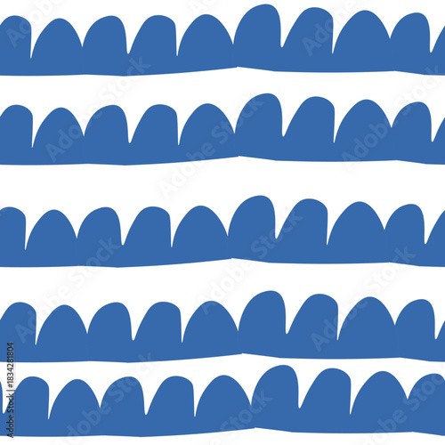 Vector seamless pattern with Christmas blue elements on an isolated white background. Animalistic and botanical print in a modern flat style with horses.