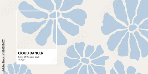 Cloud dancer color of the year 2026. Abstract background with square frame. Color concept.