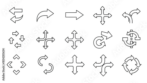 A collection of various arrow icons indicating direction and movement.