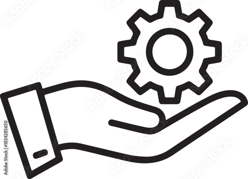 Hand offering gear concept of support solutions and technical assistance