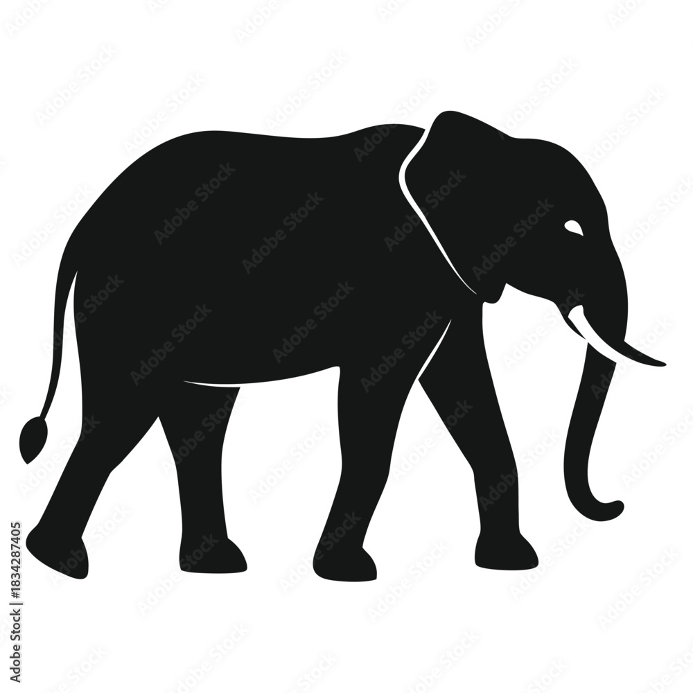 Fototapeta premium Bold clean silhouette of an elephant walking in vector art