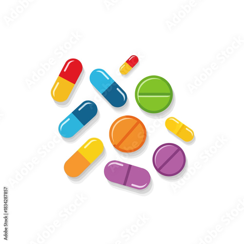Assorted Colorful Pills and Capsules - Medical Remedies and Healthcare Concepts.