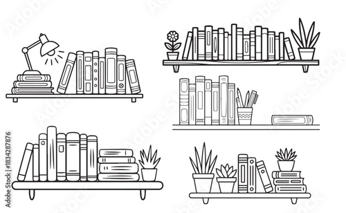 bookshelf design for home silhouette clipart