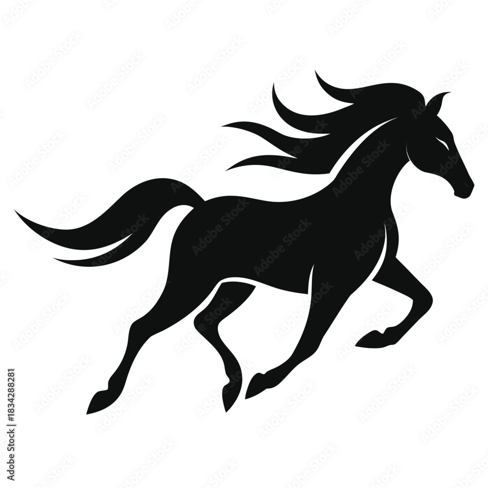 Obraz premium Dynamic silhouette of a running horse in motion