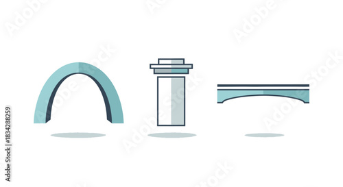 Architectural Structures - Arch, Column, and Bridge Illustrations.