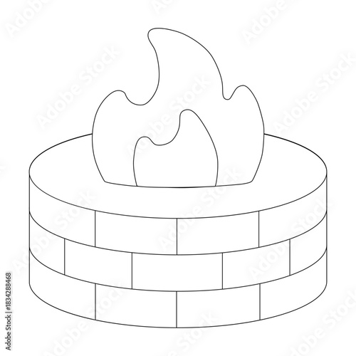 Fire Pit Vector Icon Illustration
