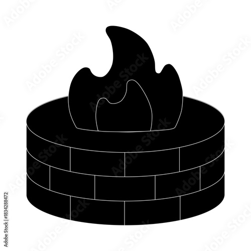 Fire Pit Vector Icon Illustration
