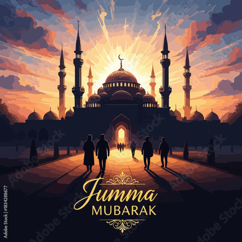 Arabic calligraphy blessed Friday illustration vector