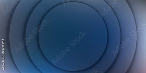 Dark Blue Concentric Circles with a Layered Paper-Cut Effect and Soft Shadows.