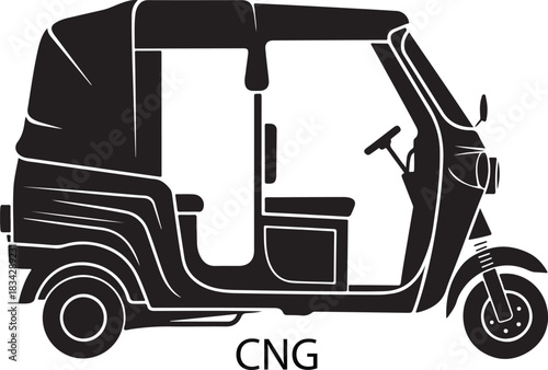 CNG Auto Rickshaw Vector Set – Three-Wheeler Tuk Tuk Silhouettes