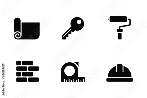 Construction and renovation icons set