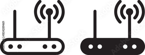 Two router icons representing wireless internet connectivity and network technology