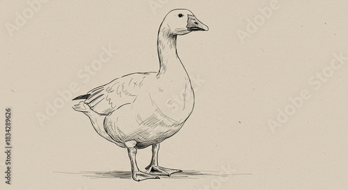 Minimalist sketch of standing goose.