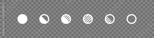 Striped Circle Progress Icons for Loading or Status. Isolated vector