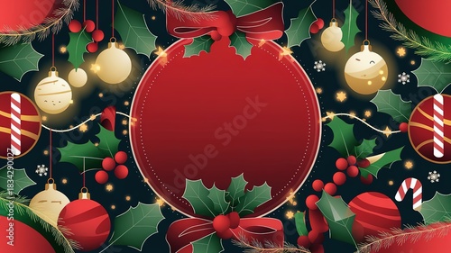 hires for Christmas background new year and presentation 16 9 size with items flower and decoration with gifts, accessories and colored balls 
