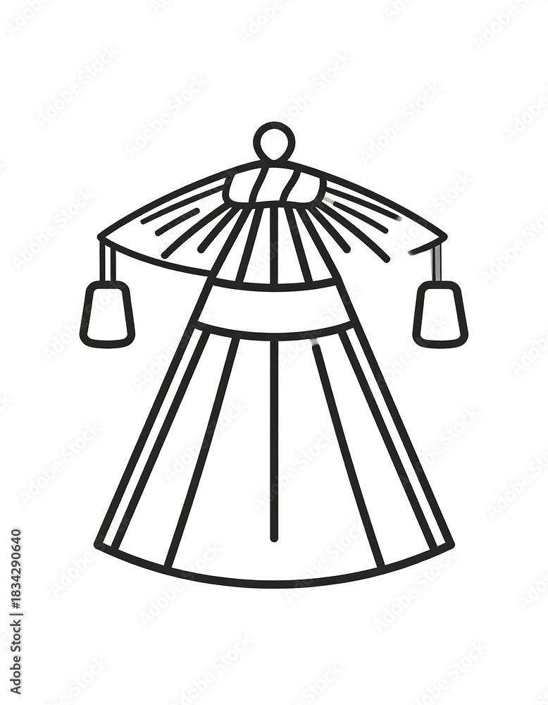 Fototapeta premium Traditional Asian Umbrella Line Art Illustration.