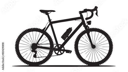 Silhouette of a gravel bicycle vector illustration of a bike with drop bars and knobby tires isolated on white background