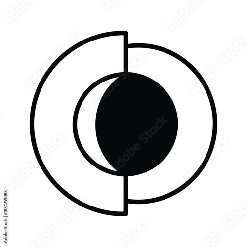 Abstract geometric circle logo with inner core segment design element