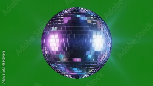 Disco ball spinning animation on green screen for party and dance floor effects video footage