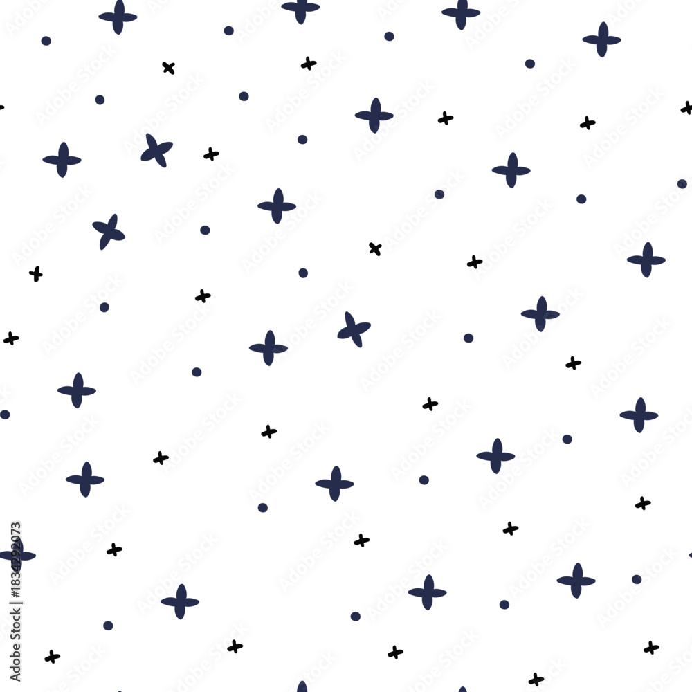 Obraz premium Vector seamless pattern with Christmas blue elements on an isolated white background. Animalistic and botanical print in a modern flat style with horses.