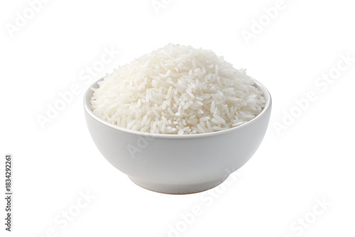 Bowl of white rice isolated on transparent background