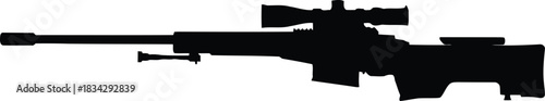 Sniper rifle silhouette with scope and bipod