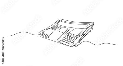 Continuous Line Drawing of a Folded Newspaper,one line drawing Stack of news newspapers,Continuous Line Art of Newspapers and News vector illustration