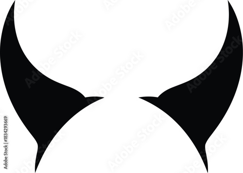 Black devil horns icon silhouette on white background