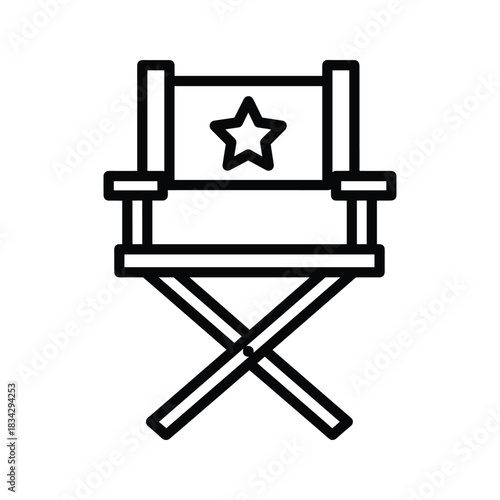 Black outline icon of a director&#039;s chair with a star director chair icon film chair