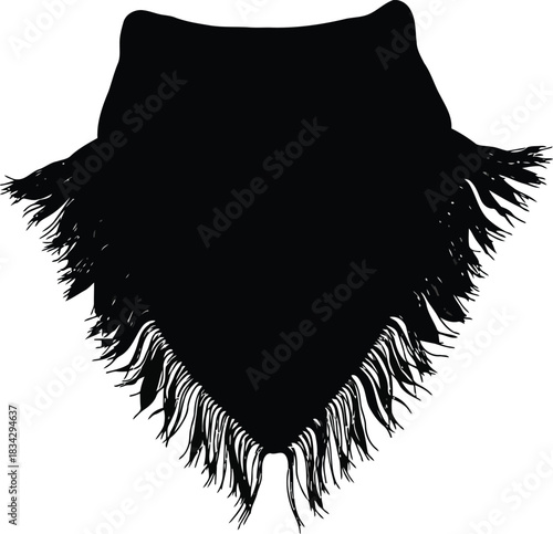 Black fringed triangle shawl silhouette