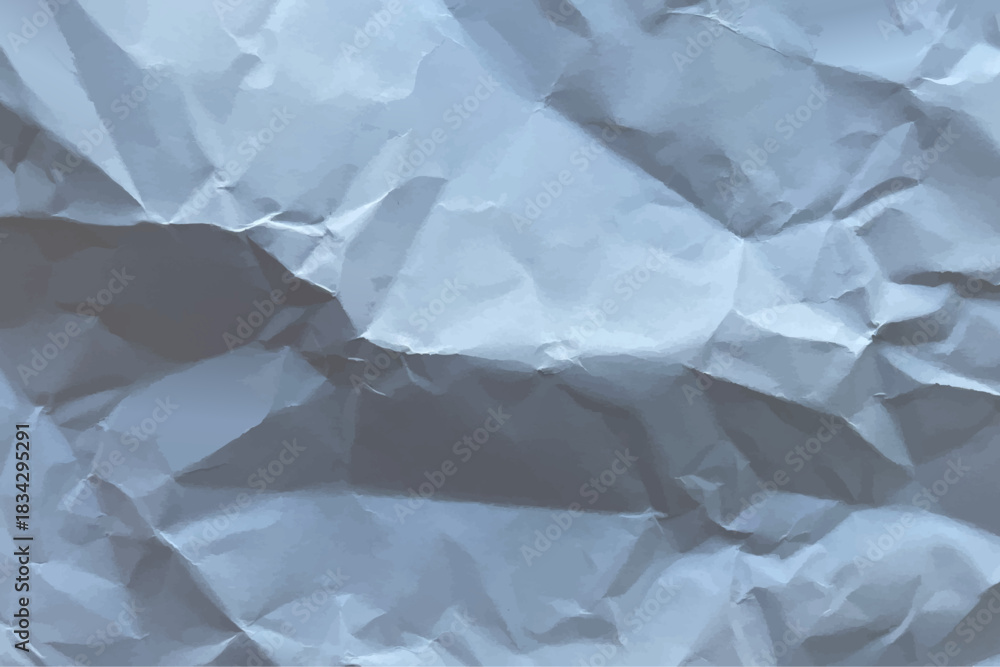 Fototapeta premium Crumpled paper texture. Gray Creased paper background. Horizontal wrinkled empty sheet. Vector illustration
