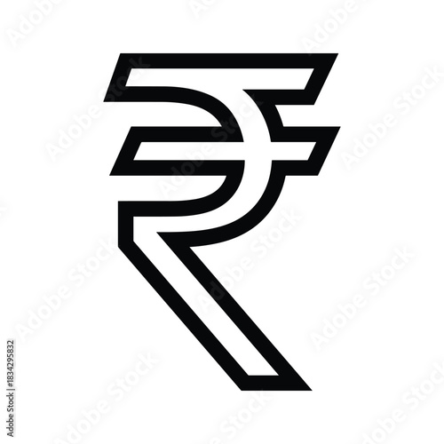 Black rupee symbol on a white background currency finance