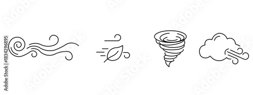 Simple Weather Forecast Icons: Wind, Air, tornado  Climate