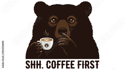 Bear Enjoying Coffee: A Humorous and Relaxing Morning Ritual.