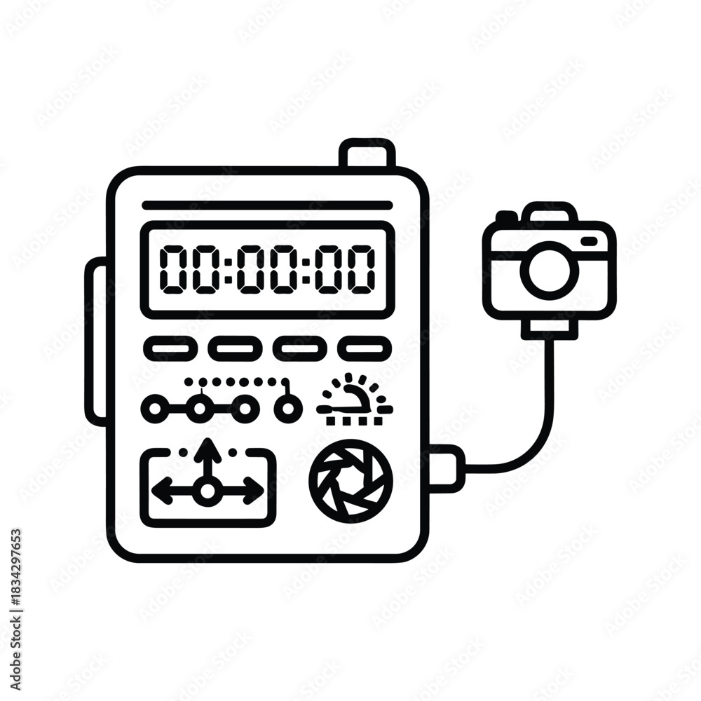 Naklejka premium Camera remote control with timer connected to photography device